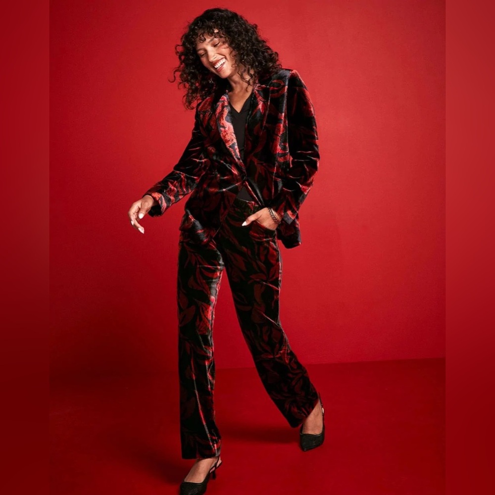 Red and Black Women's Velvet Pants- Brand New